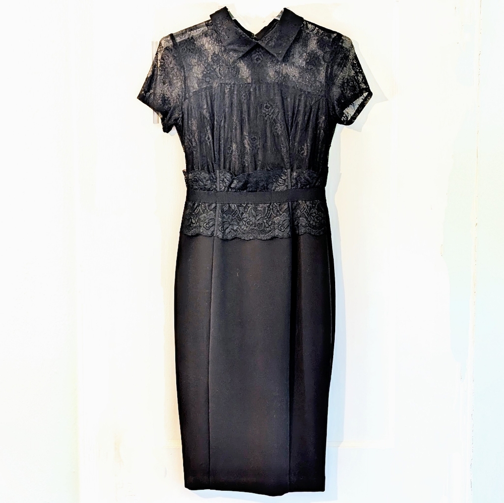 Eva Mendes Black Lace Top Vintage-Look Dress Size 2